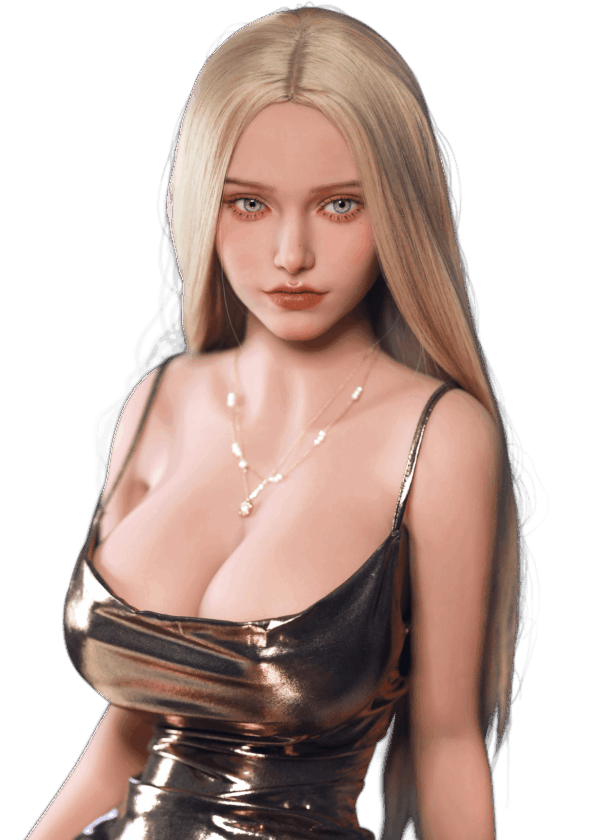 DutchDoll Mia | 159 cm Beste prijs/kwaliteit Realistische TPE sexpop DutchDoll Mia 159 cm met lichtblond haar, helderblauwe ogen, E-cup gelborsten en wulpse zandloperfiguur.