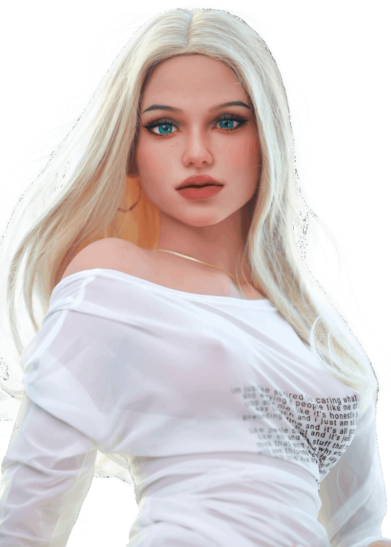 DutchDoll Sara | 158 cm Realistische TPE sexpop DutchDoll Sara 158 cm met lichtblond haar, groene ogen, zachte huid en soepel EVO+ skelet voor natuurlijke bewegingen.