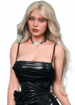 Realistische TPE sexpop Firedoll Stella 156 cm met lichtblond haar, zachte huid, natuurlijk gevormde C-cup en elegante vrouwelijke rondingen.