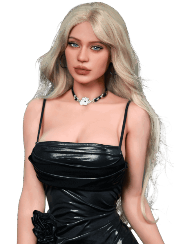 Realistische TPE sexpop Firedoll Stella 156 cm met lichtblond haar, zachte huid, natuurlijk gevormde C-cup en elegante vrouwelijke rondingen.