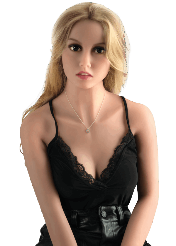 Realistische TPE sexpop DutchDoll Ava met lang blond haar, helderblauwe ogen en slank vrouwelijk figuur, levensechte sekspop met zachte huid.