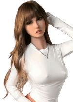 Realistische TPE sexpop Mila 158 cm met lichtbruin-blond haar, slanke taille en sportieve brunette uitstraling, levensechte sekspop met zachte huid.