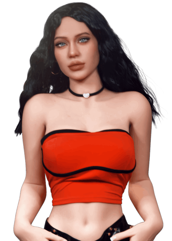 Firedoll Sasha | 166 cm Brunette sexdoll Levensechte TPE sexpop Firedoll Sasha 166 cm met donker haar, slank silhouet, lange benen en gelborsten, verfijnde gezichtsdetails en sensuele uitstraling.